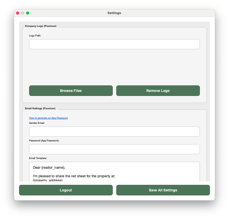 An example of a seller's net sheet created with NetSheet.org